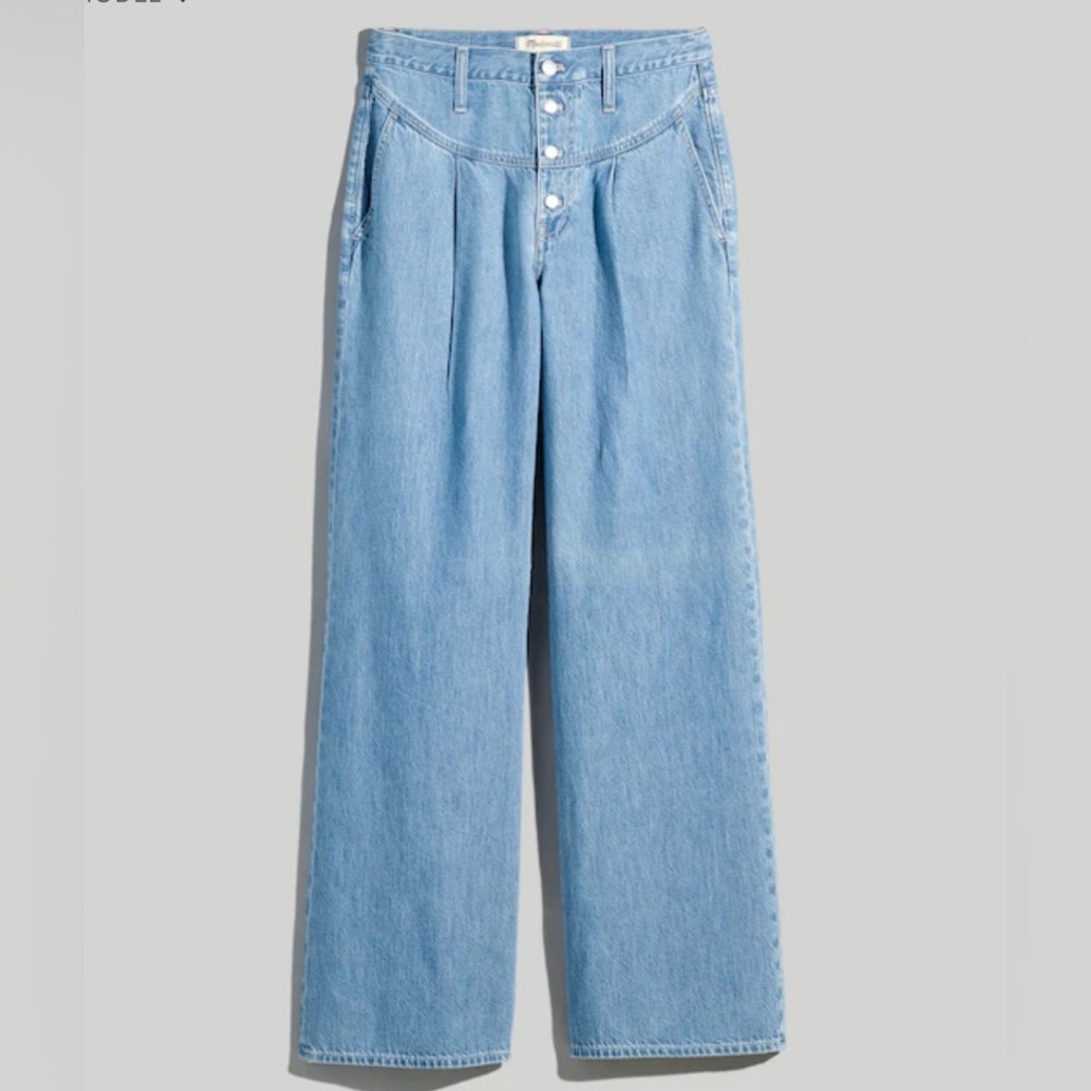 Madewell Superwide-Leg Jeans Lockland WashRigid Sz 33 Button Fly